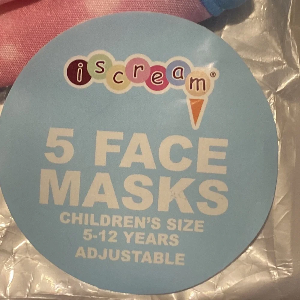 💖💛💙NWT iScream 5 - 3 Layer Face Masks w/Pocket for Filter & Nose Piece